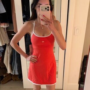 Alo Watermelon Color Halter Tennis Dress